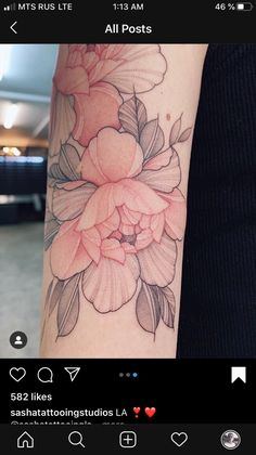 a woman's arm with flowers on it and the words all posts written below