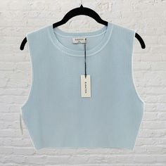 Babaton | Aritzia Pia Sculpt Knit Crop Top Fluid Blue Brand New With Tags Size Xl Approximate Measurements Laying Flat: Chest: 17” Length (Shoulder To Hem): 17” Blue Sleeveless Knit Top For Spring, Blue Cropped Top For Layering, Light Blue Knit Top For Spring, Light Blue Ribbed Knit Top, Blue Ribbed Crop Top With Crew Neck, Blue Ribbed Crew Neck Crop Top, Light Blue Knit Tops For Layering, Casual Blue Knit Crop Top, Blue Ribbed Knit Top For Summer