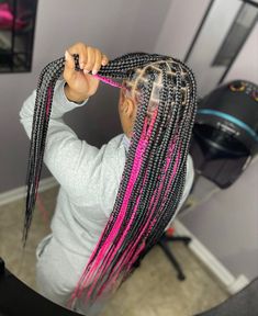 Knotless Braids With Color In The Back, Two Braids With Hair Down, Baddie Braids Hairstyles, Big Knotless Braids, Box Braid Colors Ideas, Big Knotless Box Braids, Baddie Braids, Black Kids Braids Hairstyles, Cute Box Braids