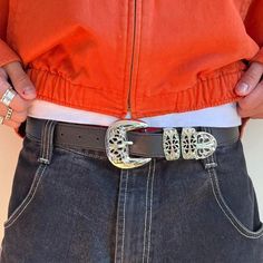 Vintage Chrome Buckle Black American Western Design Belt These Belts Are Unisex :)! Beautiful Design One Size Fits Most 1.5w X 40l Brand New Statement Belts, Cowboy Belt, American Western, Western Design, Men's Belt, Black Streetwear, Vintage Belts, Black American, 90s Vintage