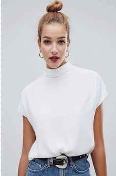 Knot Front Top, High Neck Top, Sport Chic, Mode Online, Women Shirts Blouse, Off Shoulder Tops, Trendy Fashion, Mockup, Top Styles