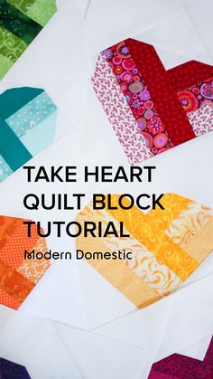 the heart quilt block has been made with modern domestic