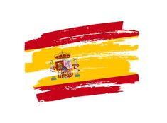 the flag of spain painted with brush strokes on a white background stock photo - 1307982