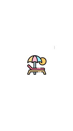 a drawing of a beach chair with an umbrella over it's head and the bottom half of its seat up