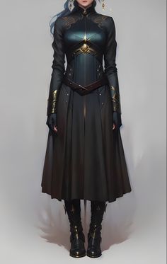 Star Wars Inspired Dress, Modern Fantasy Fashion, Female Assassin Outfits Modern, Armoured Dress, High Fantasy Clothing, Female Armor Dress, Mage Clothing, Warrior Princess Outfit, Armour Dress