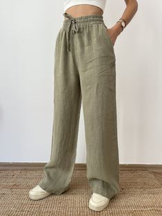 Lower For Women Outfit, Lenin Pants, Fancy Pants Outfit, Pleats Fashion, Summer Linen Pants, Wide Leg Linen Trousers, High Wasted Jeans, Western Wear Outfits