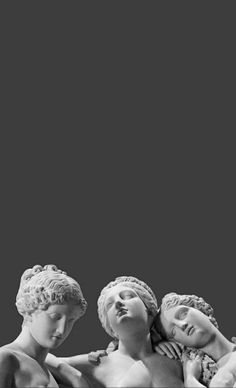 black and white photograph of three cherubs with their heads resting on each other