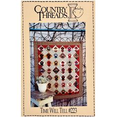 the cover of country threads magazine features a quilted table runner and potted plant