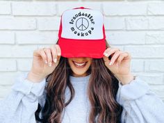 Customizable Casual Red Hat, Customizable Red Casual Snapback Hat, Casual Trucker Hat Baseball Cap, Casual Blank Trucker Hat, Customizable Red Casual Hat, Casual Customizable Trucker Hat, Red Adjustable Sporty Trucker Hat, Casual Red Customizable Trucker Hat, Red 5-panel Trucker Hat