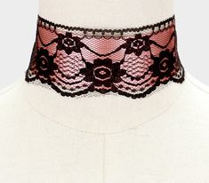 Add a touch of elegance to your style with this stunning pink and black lace choker necklace. Featuring a beautifully intricate floral design, this choker combines vintage charm with modern sophistication. The delicate lace is soft and comfortable, making it perfect for daily wear or special occasions like weddings, parties, or a romantic evening out. This statement piece will enhance any outfit, whether you're dressing up a casual look or completing a formal ensemble. The adjustable clasp ensures a perfect fit for all neck sizes. Handmade with high-quality lace Adjustable length for a comfortable fit Perfect for weddings, special occasions, or everyday wear Unique gift idea for her * Color: Black, Pink * Necklace Size: 12" to 15" adjustable * Decor Size: 2" H * Lace & satin ribbon choker Lace Trim Choker Jewelry For Party, Adjustable Lace Choker For Party, Lace Trim Choker For Party, Lace Choker With Lace Trim For Parties, Lace Trim Party Choker, Satin Necklace, Ballroom Necklace, Victorian Choker Necklace, Black Lace Choker Necklace