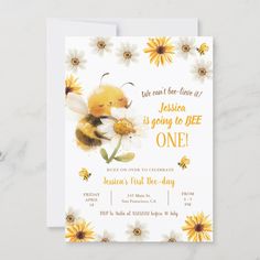 a card with a bee on it and daisies around the edges that says, we can't be one of jesus is going to bee one