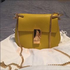 Brand New Bag, Never Used The Color Is More Chartreuse Yellow. Comes With Dust Bag And Authenticity Cards. Luxury Gold Pouch Satchel, Yellow Gold Rectangular Shoulder Bag With Gold-tone Hardware, Designer Yellow Gold Rectangular Bag, Chic Yellow Gold Bag With Detachable Strap, Chic Yellow Gold Bags With Detachable Strap, Chic Yellow Satchel With Dust Bag, Gold Bags With Gold-tone Hardware For Everyday, Luxury Yellow Shopping Bag, Yellow Gold Evening Bag With Detachable Strap