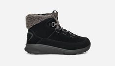 Take the fun of hiking trails and the comfort of the Classic UGG® Boot. That's when you get the TerreTrail Cozy Lace. Weather-rated to -20°C with waterproof suede, your little one will be warm and dry for all your winter adventures. And, even better, pair it with the same style in our women's sizes for the cutest matching moment. | Waterproof Features. Seam-sealed construction. Waterproof suede. Gusseted tongue with water repellent fibers. Suede, 7mm curly fluffy poly knit upper made with 100% recycled polyester fibers upper. Medial zipper, Metal lace D-rings, Non-wicking laces made with 100% recycled polyester fibers. Textile lining, 7mm curly UGG®fluff lining on collar and tongue. Textile sockliner (50% recycled polyester, 50% polyester). EVA footbed. Molded rubber outsole. 200g insulati Ugg Boot, Classic Ugg Boots, Cold Weather Boots, Weather Boots, Kids Uggs, Winter Adventure, Metal Lace, Ugg Classic, Lace Making