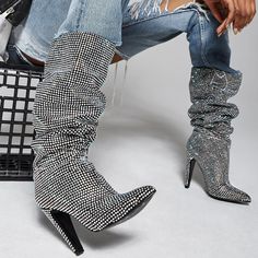 Rhinestone Boots, Glitter Boots, Bling Shoes, Dress Boots, Glitter Shoes, Estilo Chic, Rhinestone Dress