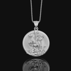 Silver Saint George Necklace - Patron Saint of Soldiers Pendant, Christian Religious Jewelry Gift, Personalized Gift Embrace the divine protection of our Saint George collection, a series of beautifully crafted spiritual and religious jewelry. Each piece, from the Patron Saint and Christian Pendant to the George Pendant and Silver Necklace, reflects profound faith and devotion. The Saint Medal and Saint Necklace are designed to inspire and uplift, making them perfect as a Religious Gift or a per Spiritual Silver Medallion Necklace Tarnish Resistant, Silver Spiritual Medallion Necklace Tarnish Resistant, Silver Spiritual Medallion Necklace, Spiritual Silver Medallion Necklace, Spiritual Sterling Silver Medallion Necklace, Tarnish Resistant, Spiritual Sterling Silver Medallion Necklace Tarnish Resistant, George Necklace, Saint Necklace, Divine Protection