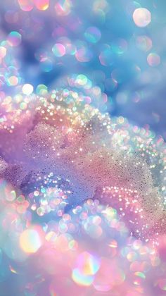 an abstract background with bubbles and blurry lights in pastel colors, such as blue, pink, green, yellow or purple