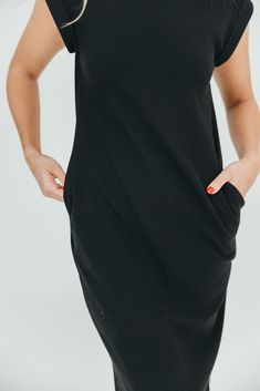 The Adeline manages to be both ultra-comfortable and ultra-chic, thanks to its midi length and structured shoulders that help create a gorgeous hourglass shape. It's perfect for casual outings or for a day at the office, and is a premium closet staple for year-round wear! Available in several colorways. FIT: Runs true to size. MATERIAL: 95% Acrylic 5% Spandex GARMENT DETAILS: Mini-ribbed knit dress in a midi length, with high neckline and structured cap sleeves. Features in-seam pockets. SIZE GU Garment Details, Curve Model, Day At The Office, Hourglass Shape, Ribbed Knit Dress, Knit Midi, Knit Midi Dress, High Neckline, Midi Length