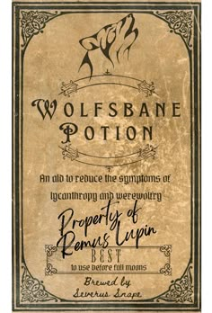 an old book with the title wolfsbane potton on it's cover