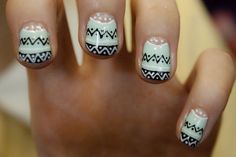 Love the pattern! Aztec Nails, Sweater Nails, Creative Nails, Love Nails, Winter Nails, How To Do Nails, Beauty Nails