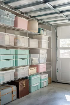 the storage room is filled with lots of boxes