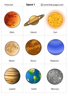 the planets and their names are shown in this worksheet for kids to learn