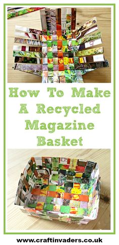 how to make a recycled magazine basket with magazines in the bottom and inside, on top