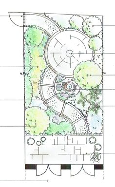 an architectural drawing of a garden design