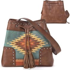 Blazin Roxx Zapotec Bucket Bag, N7531702 Western Bag, Western Handbags, Concealed Carry Purse, Western Purses, Drawstring Bucket Bag, Western Women, Tractor Supply, Bags Handmade, Patchwork Bags