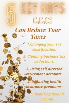 five key ways to reduce your taxes info graphic with money falling out of the top