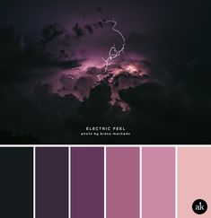 purple hues with lightning in the sky and dark clouds above, combined together to create a color palette