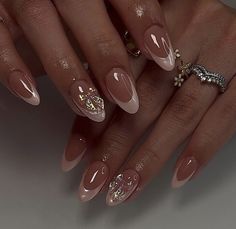 Pink French Tips, Almond Acrylic Nails Designs, Quinceanera Nails, Overlay Nails, Acrylic Nails Nude, Romantic Nails, Girl Nails, Girly Acrylic Nails, Pink French