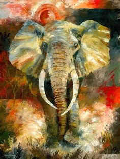 an elephant is shown in this painting