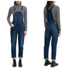 Super Cute Overalls And Brand New With Tags Casual Medium Wash Overalls For Fall, Casual Workwear Overalls In Medium Wash, Blue Denim Overalls With Relaxed Fit, Winter Workwear Blue Jeans, Blue Relaxed Fit Denim Jumpsuit For Fall, High Rise Blue Denim Jumpsuit For Fall, Blue High Rise Denim Jumpsuit For Fall, Levi's Casual Denim Jumpsuit For Spring, Blue Straight Leg Overalls For Fall