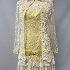 Nnmmmmm Elegant Evening Jacket Dress For Spring, Elegant Spring Evening Jacket Dress, Spring Evening Elegant Jacket Dress, Fitted Outerwear For Cocktail In Spring, Elegant Spring Cocktail Outerwear, Fitted Spring Outerwear For Mother Of The Bride, Elegant Yellow Spring Outerwear, 2 Piece Dress, Dress And Jacket