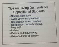 a sign that is on top of a piece of paper with the words tips on giving demands for propositional students