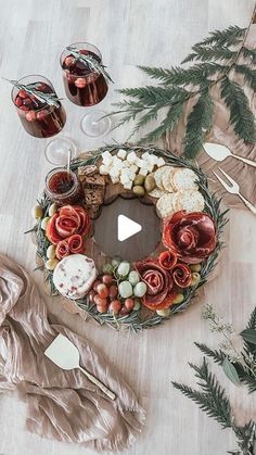 a table topped with lots of food and drinks