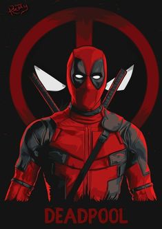 the deadpool character is holding two knives