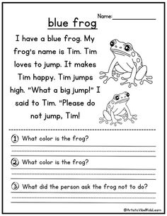 the blue frog worksheet for children to learn how to write and read it