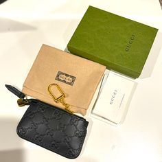 Authentic Gucci Gg Leather Key Pouch, Black Color. Bought It In Italy, The Mall Firenze Key Pouch, Gucci Accessories, Leather Key, Key Card Holder, Black Color, In Italy, Pouch, Women Accessories, Gucci