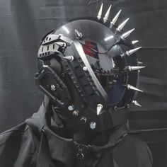 Punk Gothic Mask with Rivet Cosplay Futuristic Punk Techwear Futuristic Punk, Cyberpunk Mode, Techwear Mask, Spider Oc, Cyberpunk Helmet, Gothic Mask, Oc Clothes, Gothic Stuff, Cyberpunk Clothing