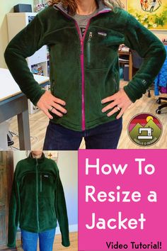 Fleece Jacket Diy, Jacket Diy, Patagonia Fleece Jacket, Sewing Alterations, Diy Jacket, Patagonia Fleece, Altering Clothes, Polyester Jacket