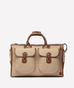 Express No. 2 | Khaki Twill - Vintage Chestnut Duffle Bag | Ghurka Business Briefcase, Travel Duffle, Duffle Bag Travel, Crossbody Bag Women, One Bag, Garment Bags, Weekend Getaway, Vintage Leather, Flap Pocket