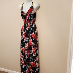 Women Casual Sleeveless Smoked Floral Print Maxi Dress 95% Polyester 5% Spandex Perfect Blend Of Softness And Stretch. While Its Floral Print Shade Keeps It Fashion Forward, Neutral It Easy-Pairing Versatility/Super Comfortable And It Will Fit Your Body In A Very Flattering Way. Size L. Summer Beach Floral Elastic Waist. New With Tag. See Above Photos For Measurements. Beach Sleeveless Stretch Dress With Floral Print, Stretch Sleeveless Floral Print Dress For Beach, Sleeveless Black Summer Dress For Beach Season, Sleeveless Stretch Maxi Dress With Floral Print, Sleeveless Stretch Floral Print Maxi Dress, Stretch Sleeveless Floral Print Maxi Dress, Stretch Sleeveless Maxi Dress With Floral Print, Black Sleeveless Dress For Beach Season, Casual Black Sleeveless Dress For Beach Season