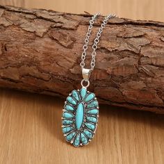 LOVCIA Artificial Turquoise Pendant Alloy Necklace Turquoise Pendant Necklace, Accessories Jewelry Necklace, Short Necklace, Turquoise Pendant, Turquoise Color, Silver Necklaces, Jewelry Shop, Womens Jewelry Necklace, Turquoise Necklace