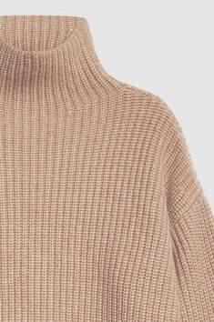 ANINE BING Sydney Sweater - Camel Wool High Neck Sweater With Ribbed Cuffs, Cozy Turtleneck Polo Sweater With Ribbed Cuffs, Fall Funnel Neck Polo Sweater, High Neck Merino Wool Sweater With Ribbed Cuffs, Oversized Wool Sweater With Funnel Neck, Cozy Wool Turtleneck With Ribbed Cuffs, Merino Wool Sweater With Ribbed Funnel Neck, Merino Wool Sweater With Funnel Neck And Ribbed Collar, High Neck Cashmere Sweater