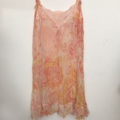 Tie Dye Floral Silk Vs Mesh Dress Never Worn Perfect Condition Orange Lace Summer Dress, Orange Summer Dress With Lace Trim, Summer Orange Dresses With Lace Trim, Orange Lace Trim Summer Dress, Yellow Lace Mini Dress For Summer, Spring Dresses By Victoria's Secret, Peach Lace Trim Dress For Summer, Victoria's Secret Beach Dress, Victoria's Secret Sleeveless Summer Dress