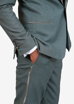 Jacket & pants included. Vest optional. Delivered in just 3 weeks. Free shipping. Covered by our Free Remake Guarantee. Complete the look with Shirts, Ties & Squares. Elegant Green Tuxedo For Formal Occasions, Elegant Tailored Green Tuxedo, Green Luxury Tuxedo For Formal Occasions, Sage Tuxedo, Custom Made Suits, Stepping Out, Cashmere Wool, Green Fabric, The Line