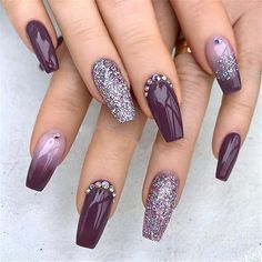 Cuffin Nails, French Pedicure, Purple Nail Art, Bridal Nail Art, Purple Nail Designs, Winter Nails Acrylic, Purple Nail