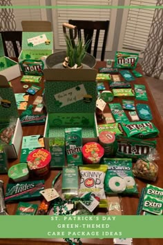 the st patrick's day gift box is full of goodies and snacks for everyone to enjoy