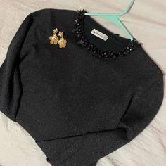 Beautiful Embellished Sweater. Has Beading On Neckline Front And Back. Brand New Condition, Never Been Worn. No Missing Beads. Pair With Your Favorite Earrings, As Seen In Cover Photo. (Not Included) Also Fits A Small. Party Top With Embellished Collar In Black, Party Black Top With Embellished Collar, Black Party Top With Embellished Collar, Zara Embellished Tops For Party, Zara Embellished Party Tops, Zara Embellished Evening Tops, Embellished Sweater, Zara Sweater, Cover Photo